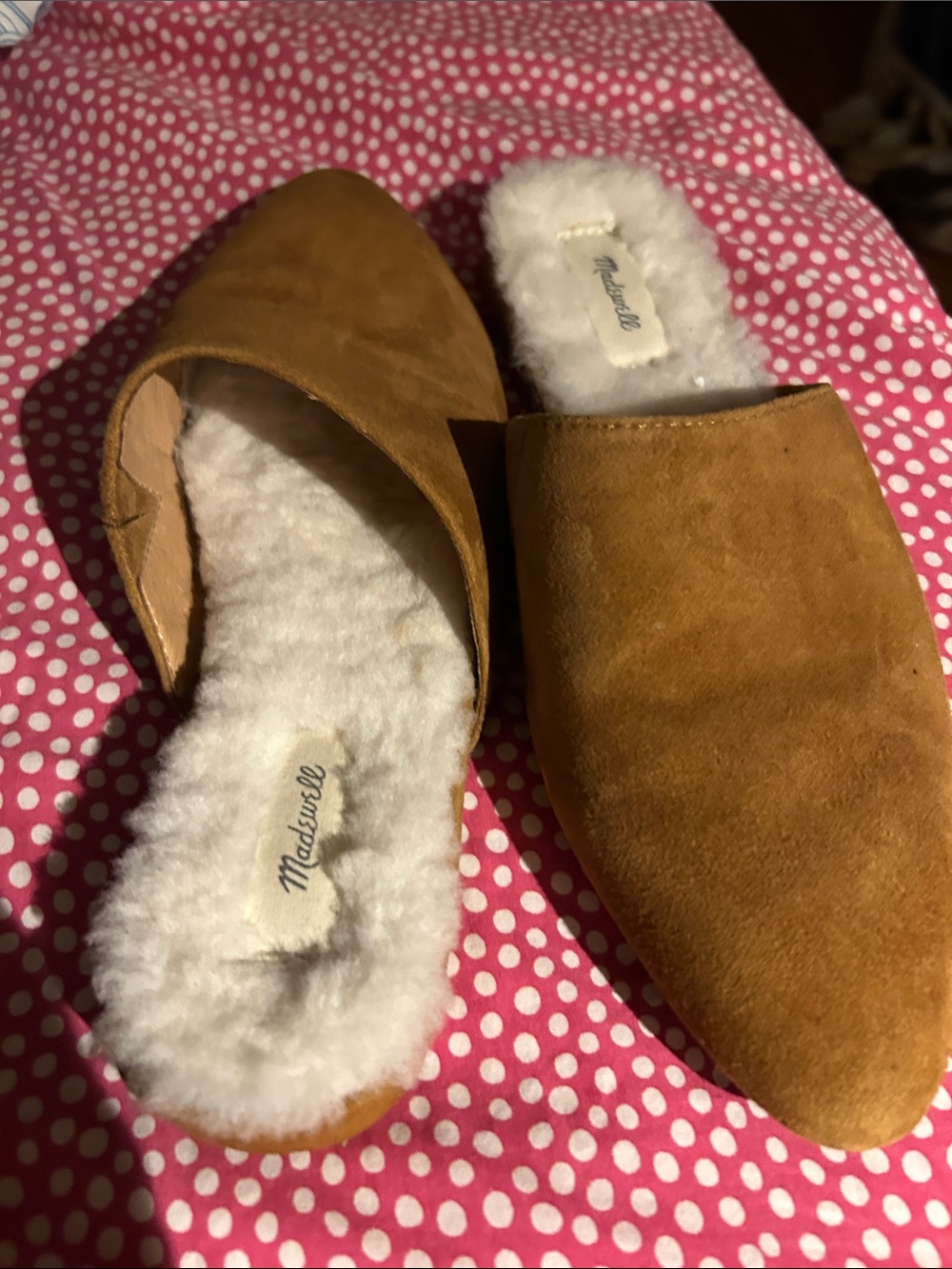 Madewell The Kasey Suede Mules shoes shearling lined size 6